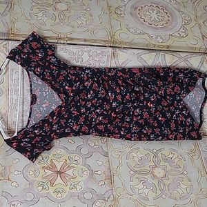 Popular21 L floral pin-up style dress, red green and black.